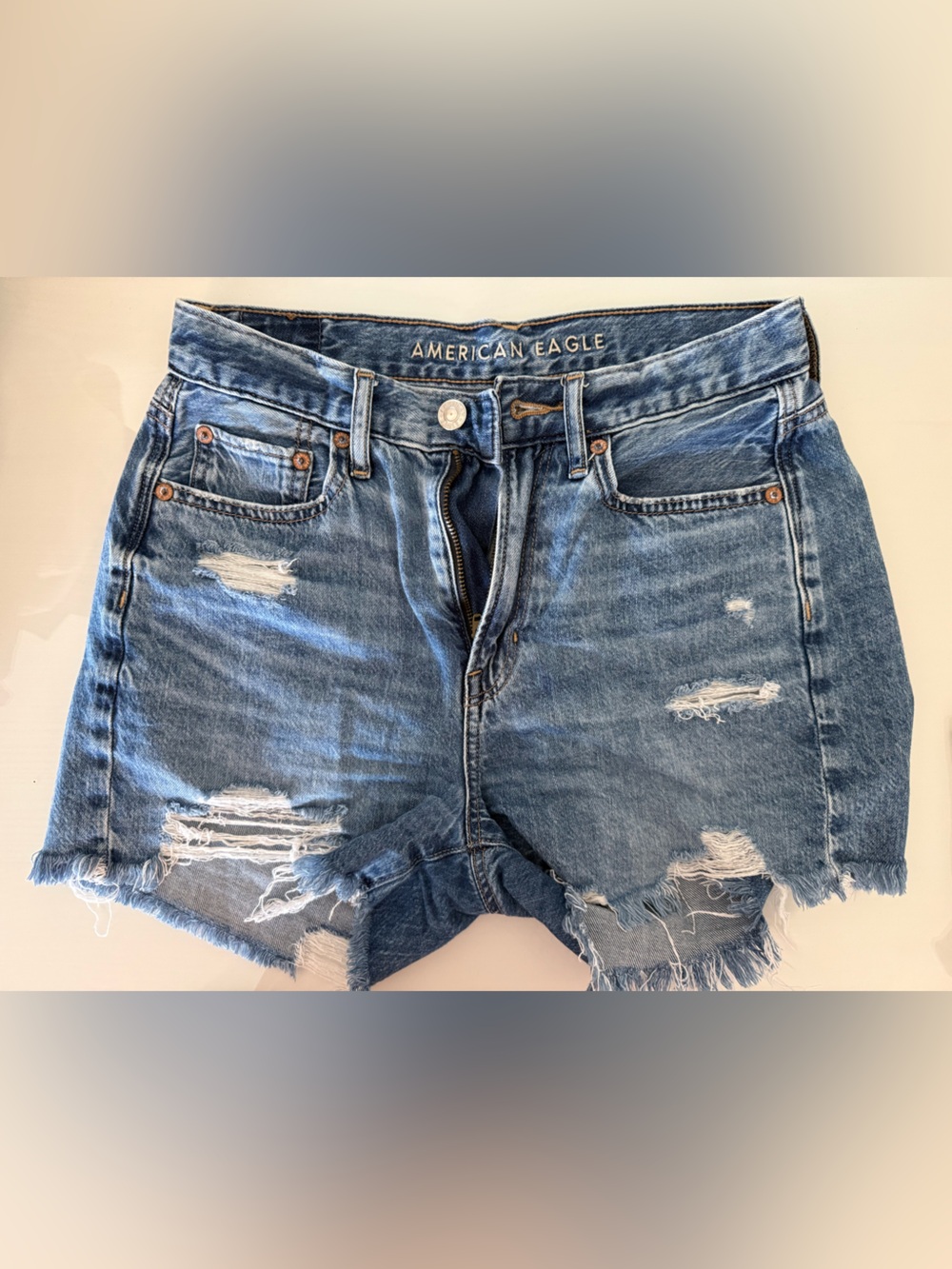 American Eagle Outfitters Distressed Denim Cutoff Shorts in Blue